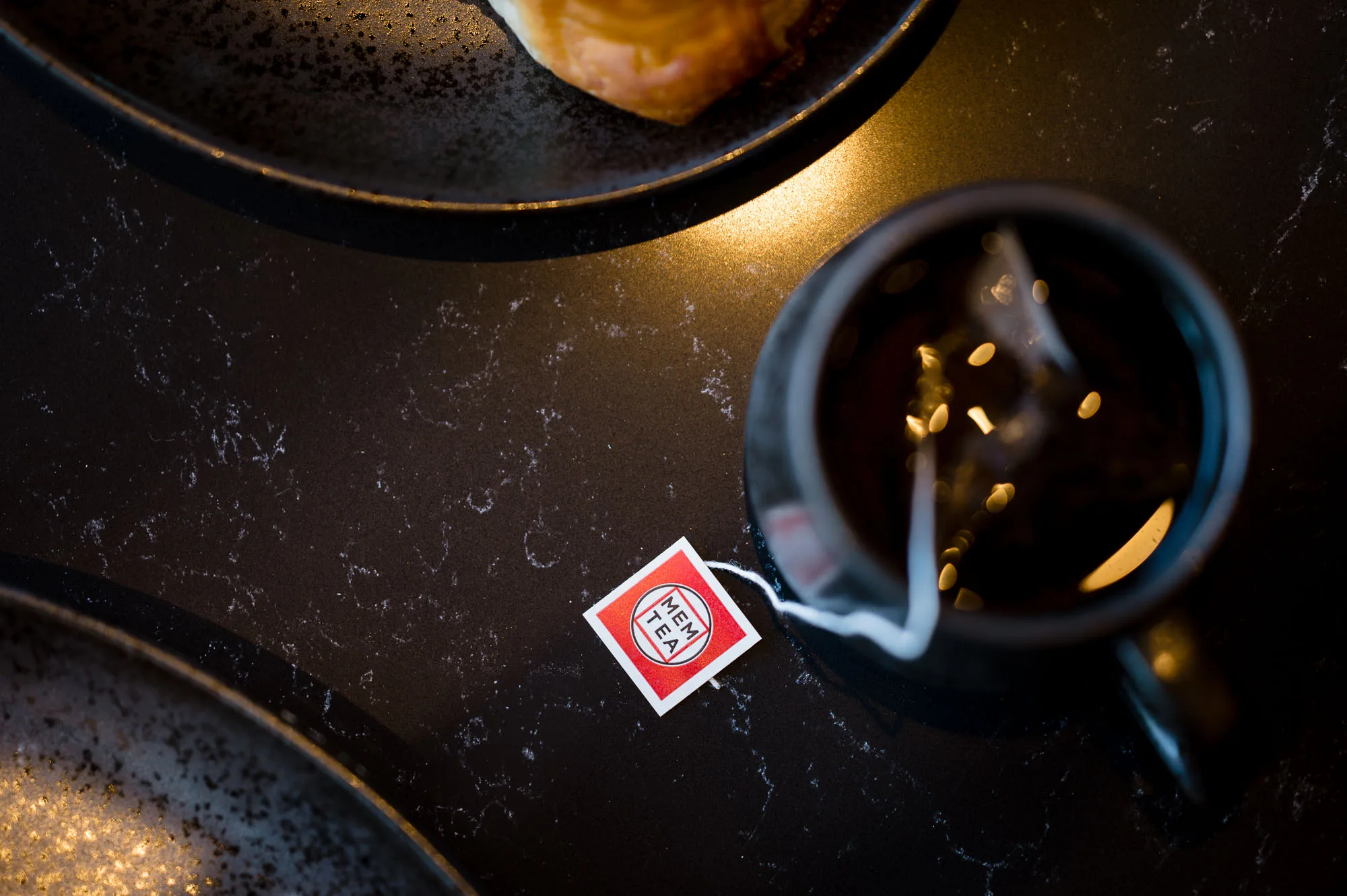 Top-down view of a glass of MEM Tea in Cambridge, MA