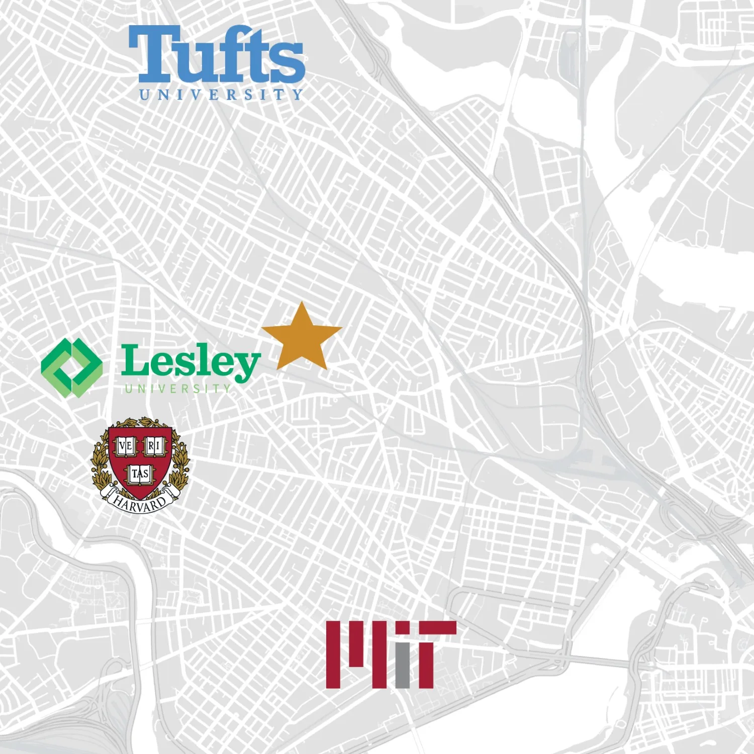 map of colleges and universities surrounding Cambria hotel in Somerville