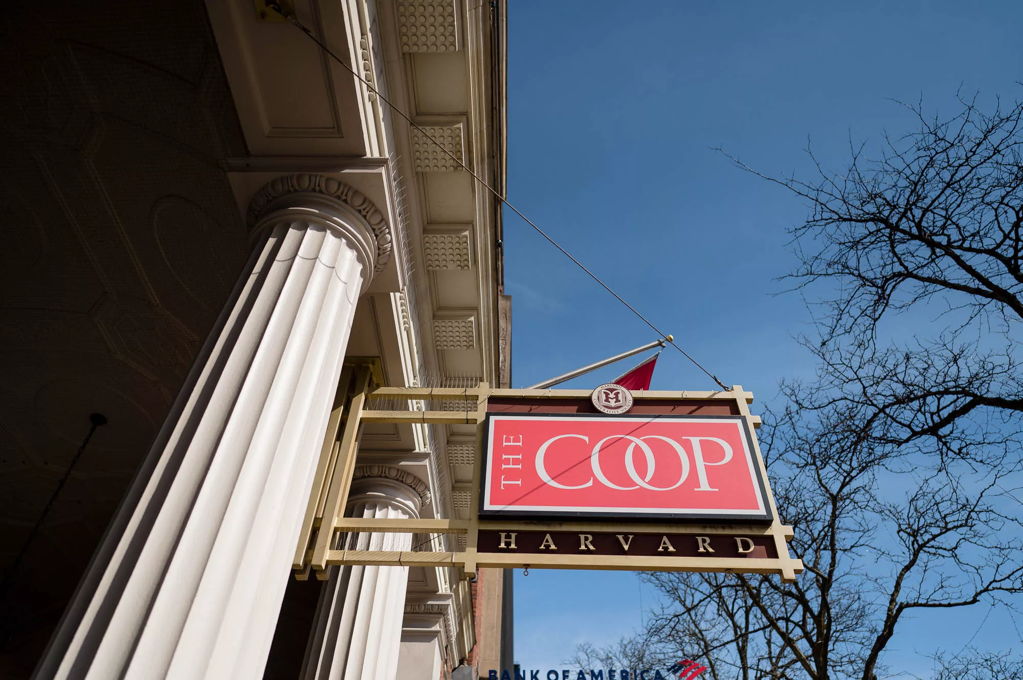 The Coop bookstore sign near Harvard in Cambridge
