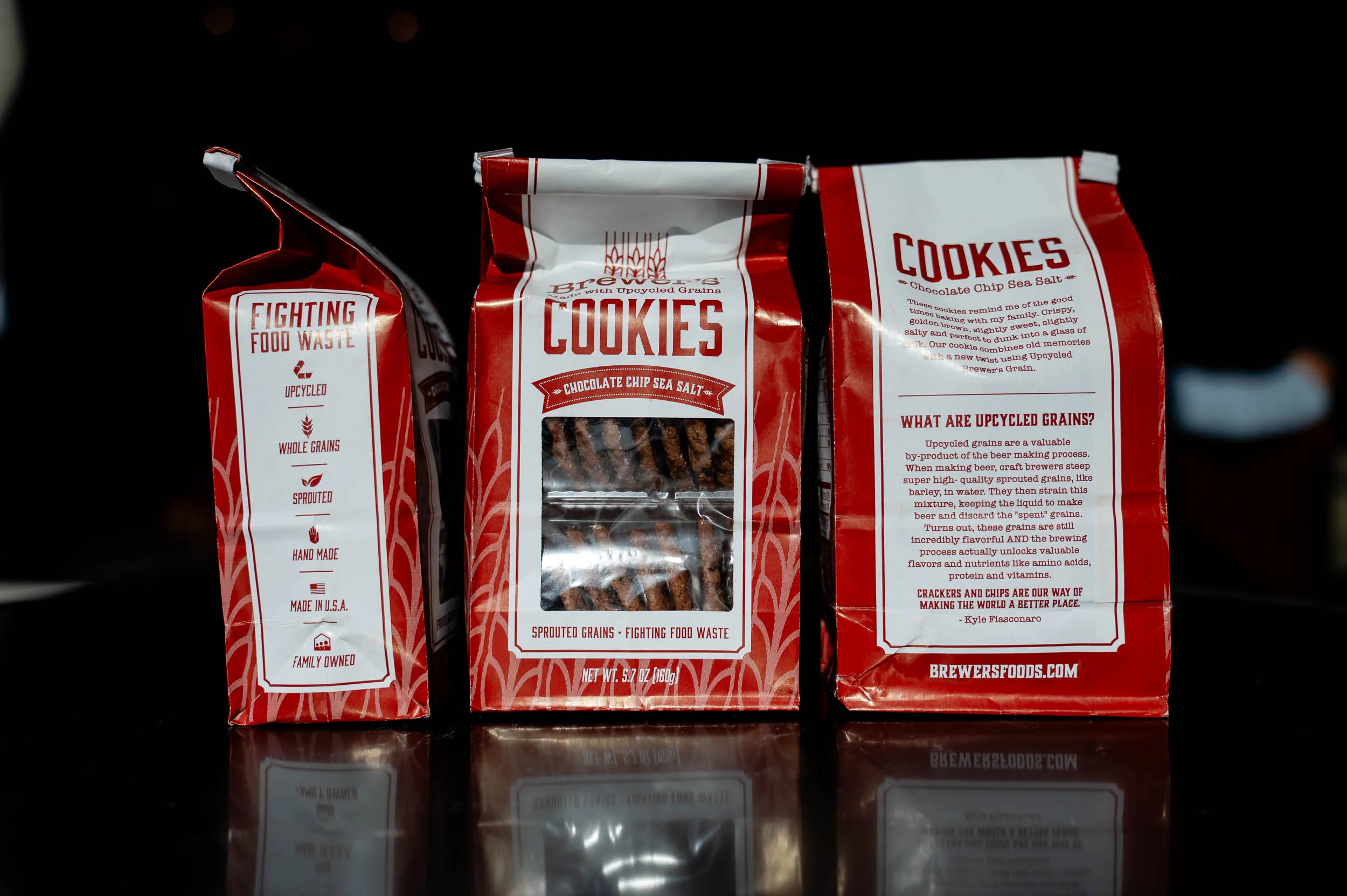 brewer's cookies packages with chocolate chip sea salt flavor