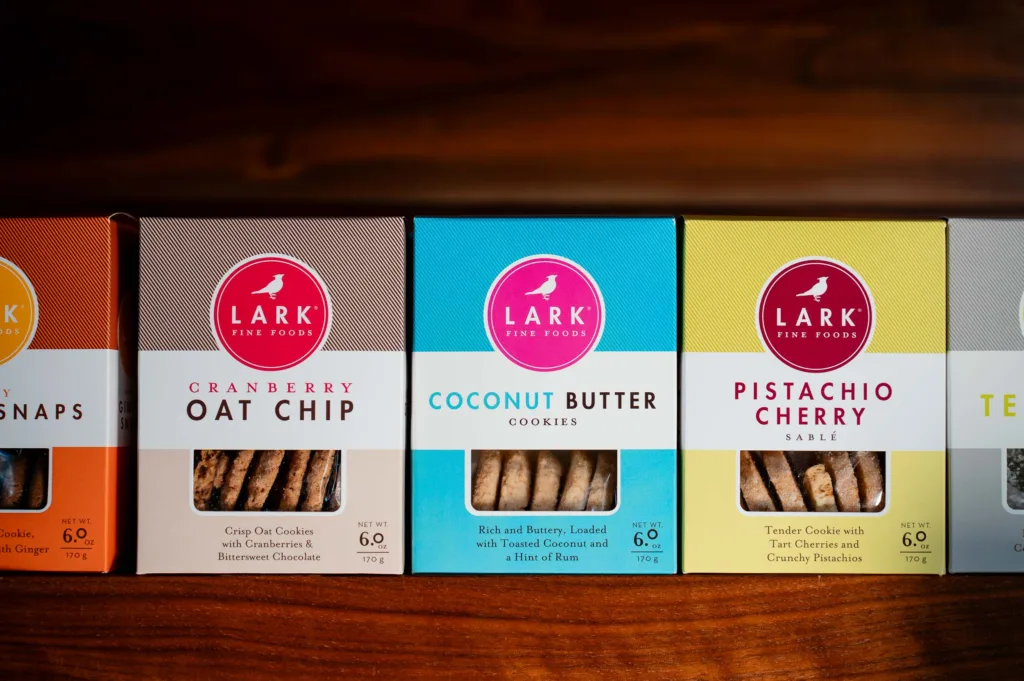 lark fine foods cookie boxes in assorted flavors